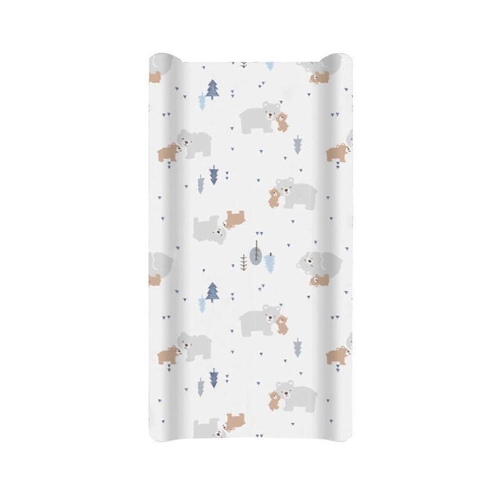 Husa pentru saltea schimbat scutece, material moale, elastica, 16x32cm, alb cu imprimeu