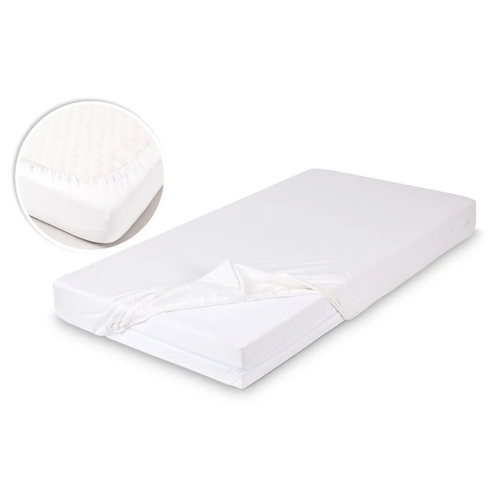 Cearsaf din bumbac jersey cu elastic pe contur 100x50 cm, Alb, Danpol