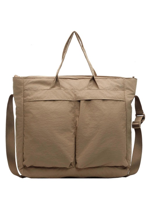 Férfi válltáska, japán stílusú, nagy kapacitású, nylon, khaki, 41x13x34cm