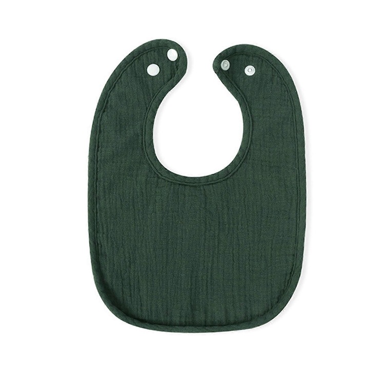 Baveta bebelusi, bumbac, ajustabila, verde inchis, 21x30cm