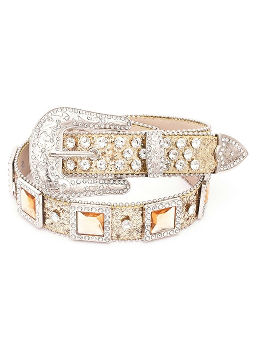 Curea de talie Western cu catarama cu pin cu diamante, personalitate adulta, curele de talie din PU pentru femei, rochie, lungime reglabila, auriu 115CM