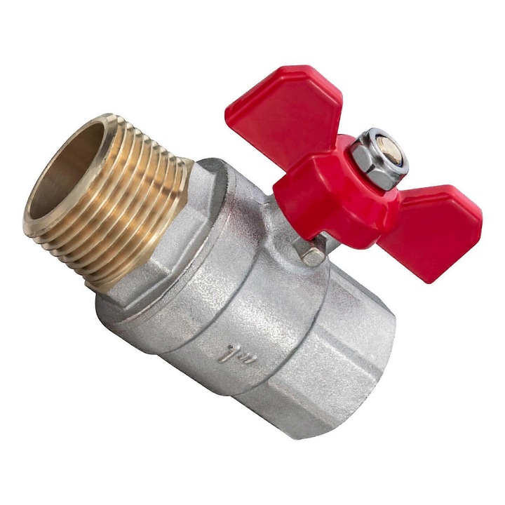 Robinet de gradina din alama, 1 inch, rezistent, 8.1cm, culoare alama