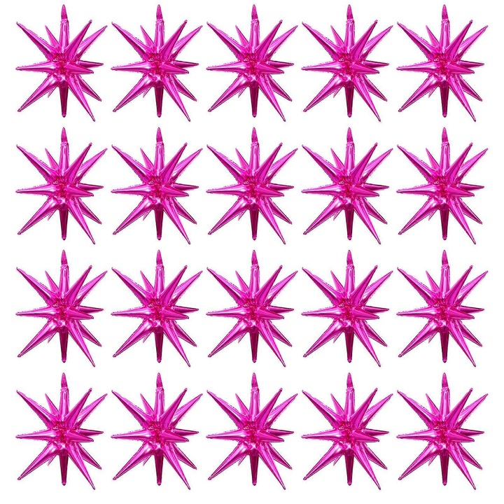 Комплект от 20 фолиеви балона звезда, розово червено, 56x56см