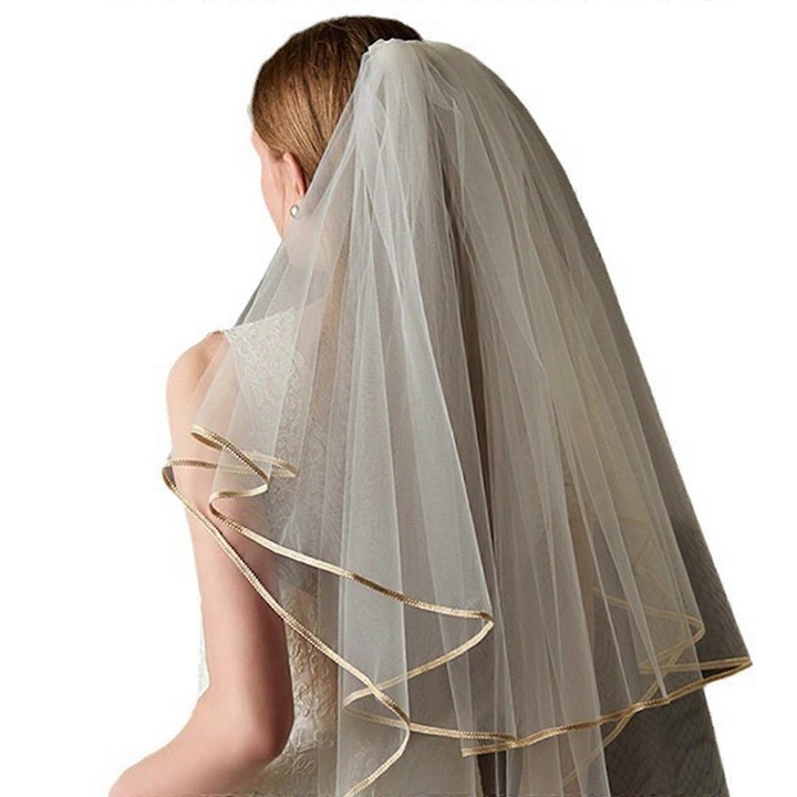 Voal de mireasa alb lung 81x150cm cu pieptene