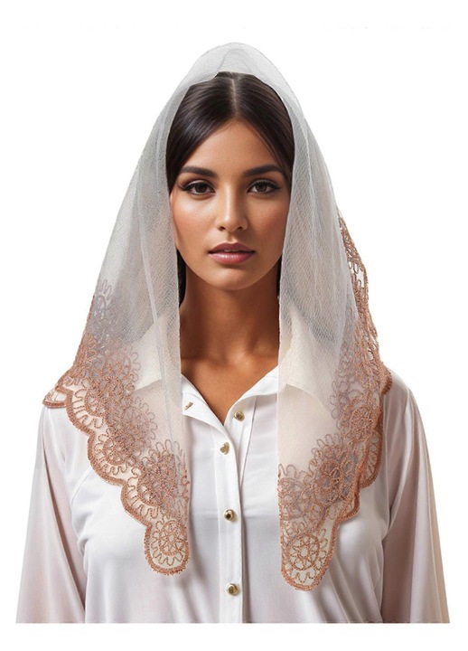 Esarfa dantela albastru maro 80x80cm set