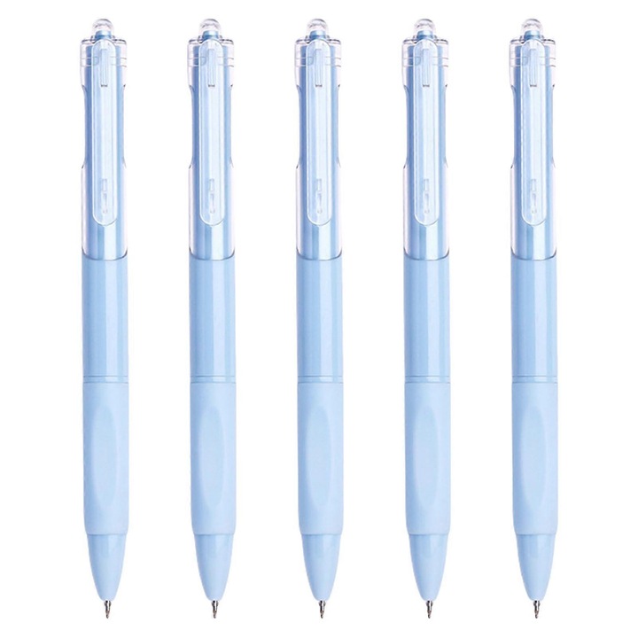 Set 5 pixuri gel retractabile, negru, 0.5mm, 16cm