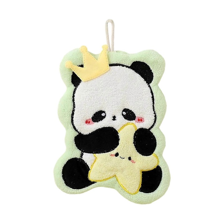 Prosop de agatat panda coral fleece 21.5x23cm alb-negru