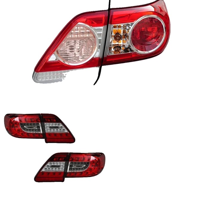 LED hátsó lámpa szett, dinamikus irányjelző, piros fehér, 12V, 6kg, Toyota Corolla 2011-2013