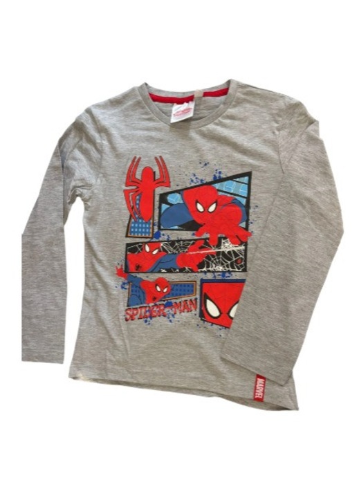 Bluza cu maneca lunga, Spiderman, gri, 8 ani
