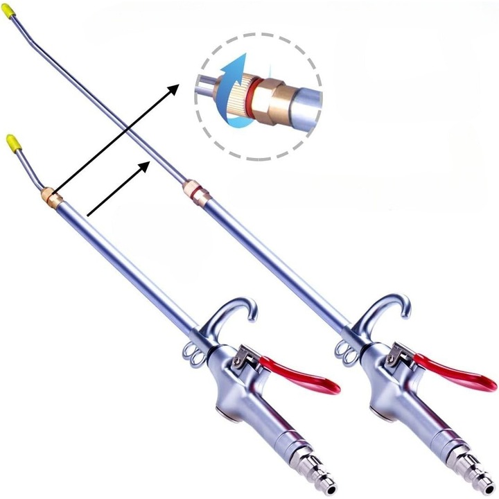 Pistol cu tija extensibila suflat radiatoare de praf, montat la compresor - 2 buc