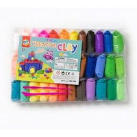 Set Mare Plastilina Inteligenta Air Dry Clay PinkBlue – 12 Culori vibrante, 36 pungi si 2 Accesorii de Modelaj, Non-Toxica, Uscare la Aer, 3+ Ani