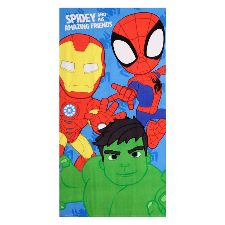 Poliészter strandtörölköző, Spidey and Friends 140x70 cm 140 x 70 cm Kék