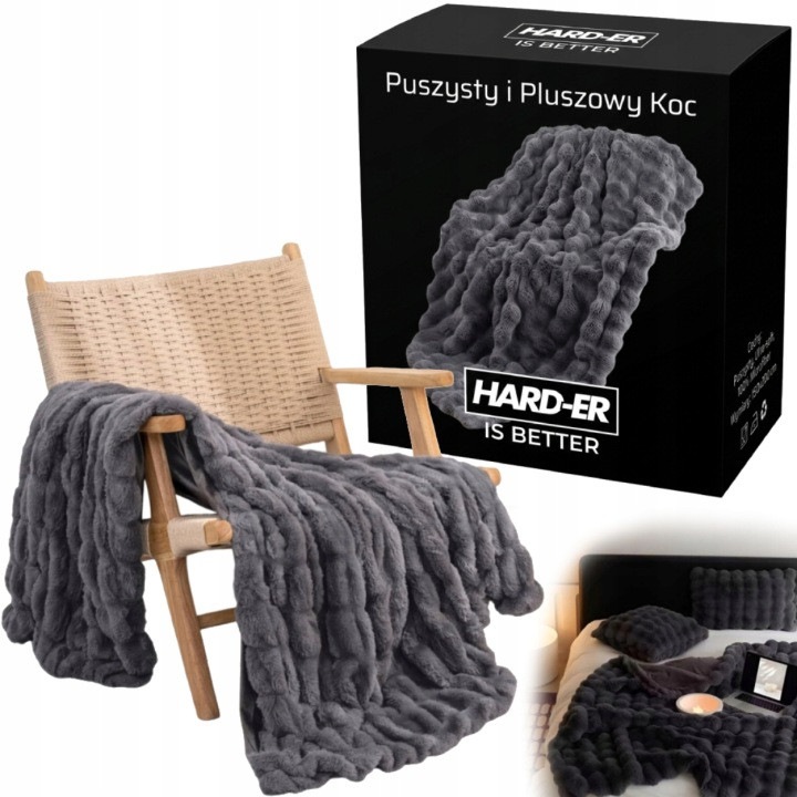 Patura moale gri 100 x 160 cm partea superioara blana artificiala partea inferioara catifea pentru relax acasa