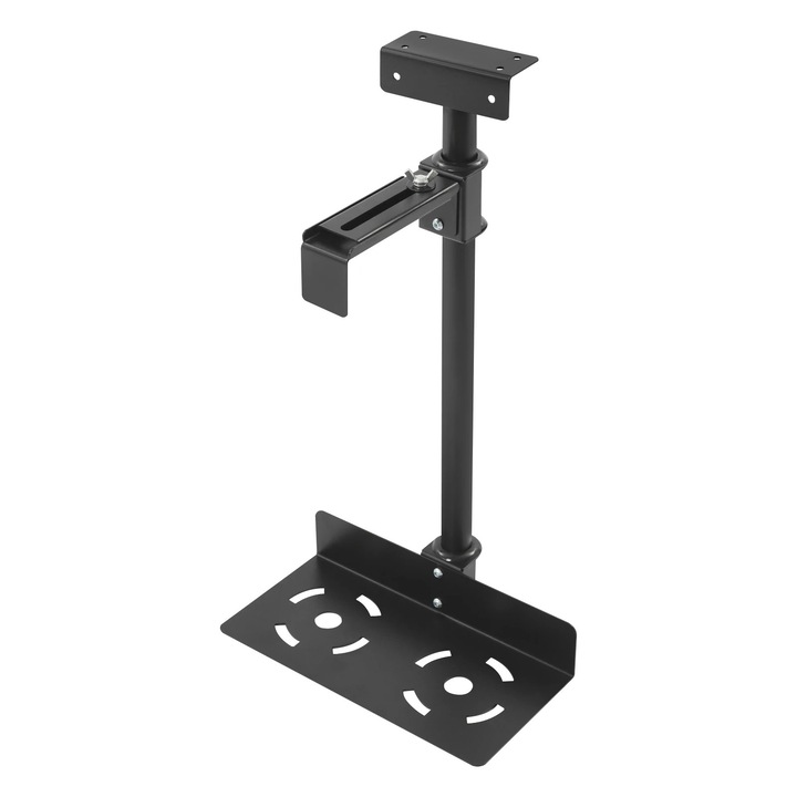 Suport carcasa PC sub birou, Montaj suspendat/lateral, Inaltime 5–53 cm, Latime 13, 5–23, 5 cm, Sarcina 30 kg, Tub rotativ, Otel laminat la rece, Auriu