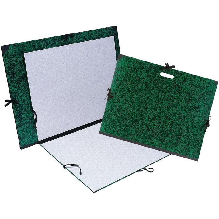 Папка за рисунки EXACOMPTA Marbled Green, 500х650 мм, А2, картон 1292 г, с текстилни връзки и гръб