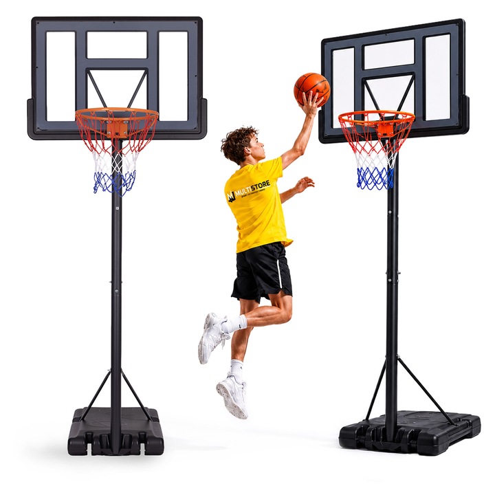MOVEPRO állítható kosárlabda kosár 305cm, acél palánk, kék 90x110cm