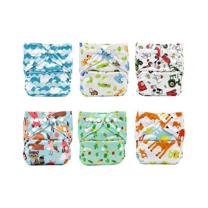 Set 6 scutece ajustabile reutilizabile lavabile marime unica multicolor