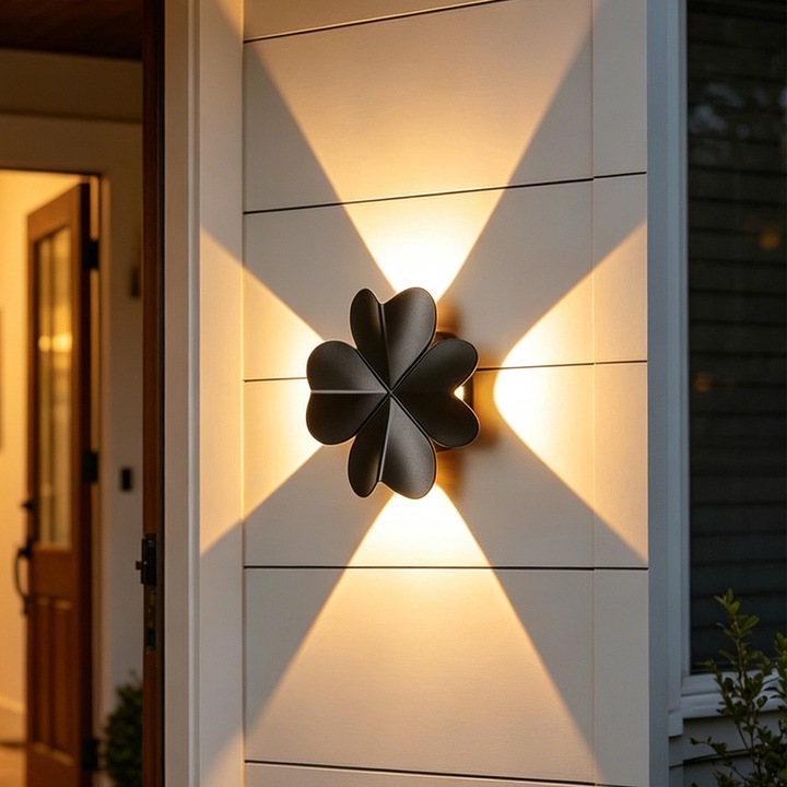 Aplica, Hompany®, LED, Meleg Fehér 3000k, Alumínium Test, Minimalista Design, Kültéri és Beltéri, Fekete