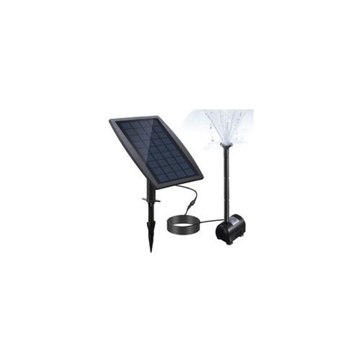 Безчеткова соларна водна помпа, 9V 2,5W, дебит 200L/h, височина 120cm