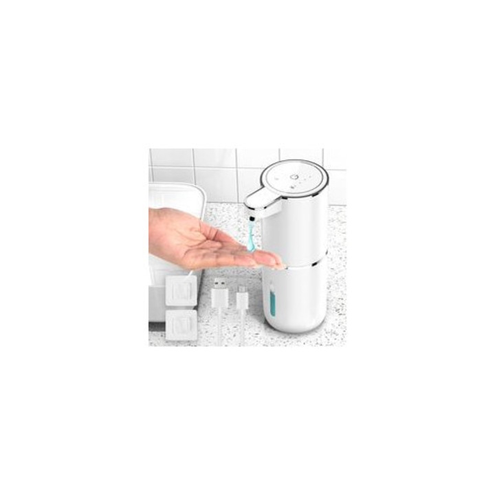Automata szappanadagoló 380ml, infravörös érzékelő, USB, fali rögzítés, fehér