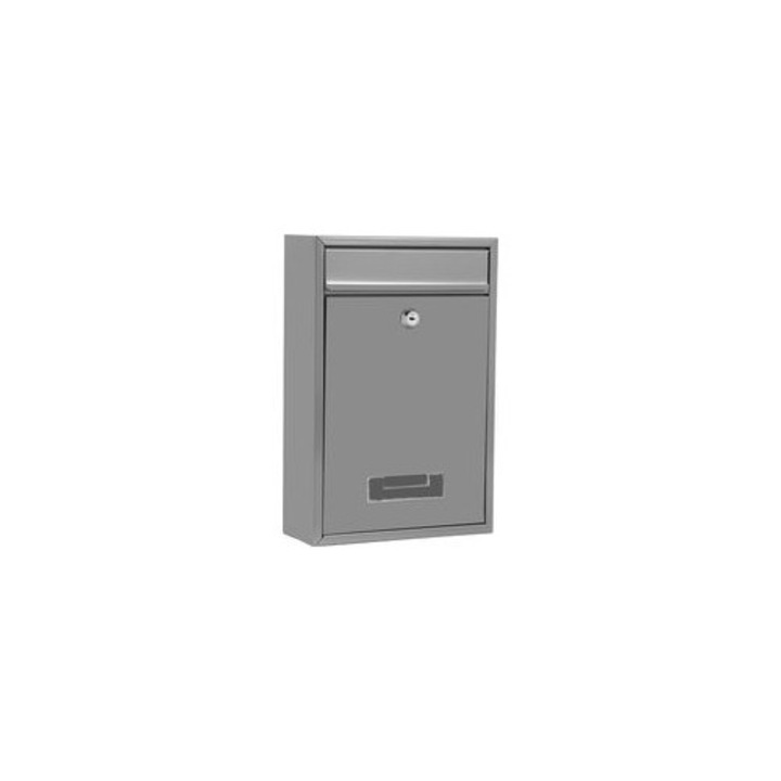Ezüst színű falra szerelhető zárható postaláda 22x8.5x32cm