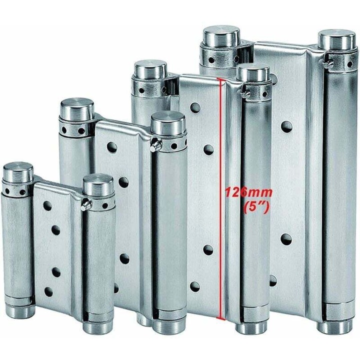 Balamale cu arc, dubla actiune, otel inoxidabil, 140x86x1.5mm, pana la 25kg, set 2 bucati