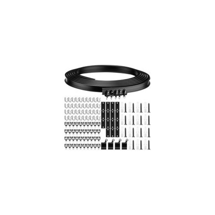 Set sine perdea flexibil 5m negru cu accesorii montaj