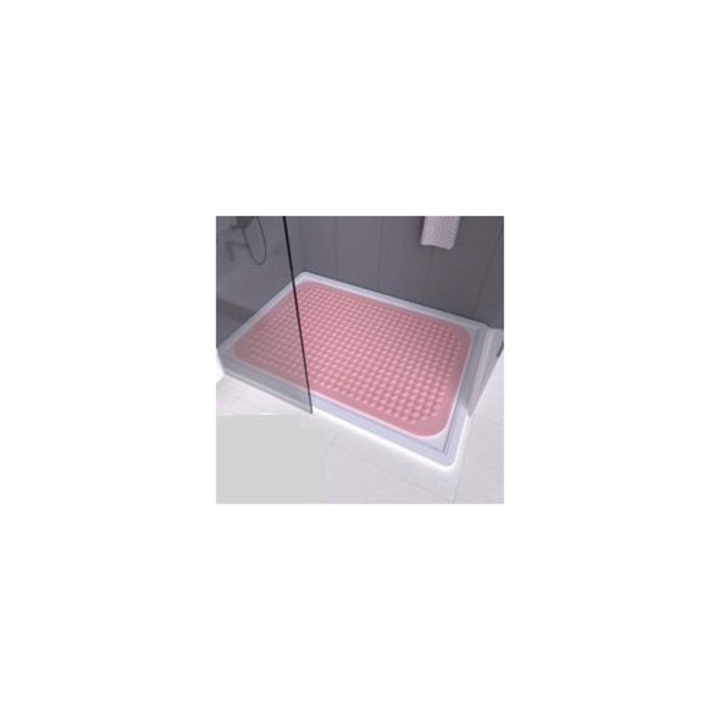 Covoras baie antiderapant, PVC, roz, 70x40cm