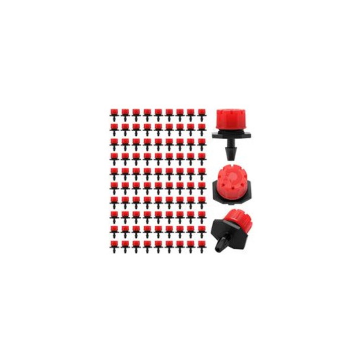 Set 90 picuratoare reglabile microirigare rosu 1/4inch 4x7mm