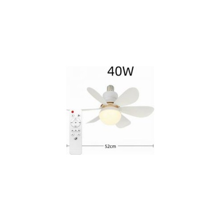 Вентилатор за таван с LED светлина 52см 40W 6 перки димируем с дистанционно управление бял