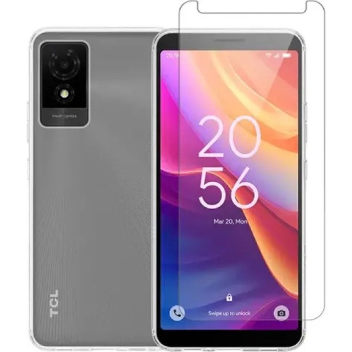Set husa gel transparenta si sticla securizata Vivid TCL 501