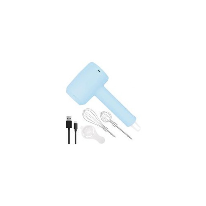 Mixer electric manual portabil, 3 viteze, albastru, cu 2 teluri detasabile