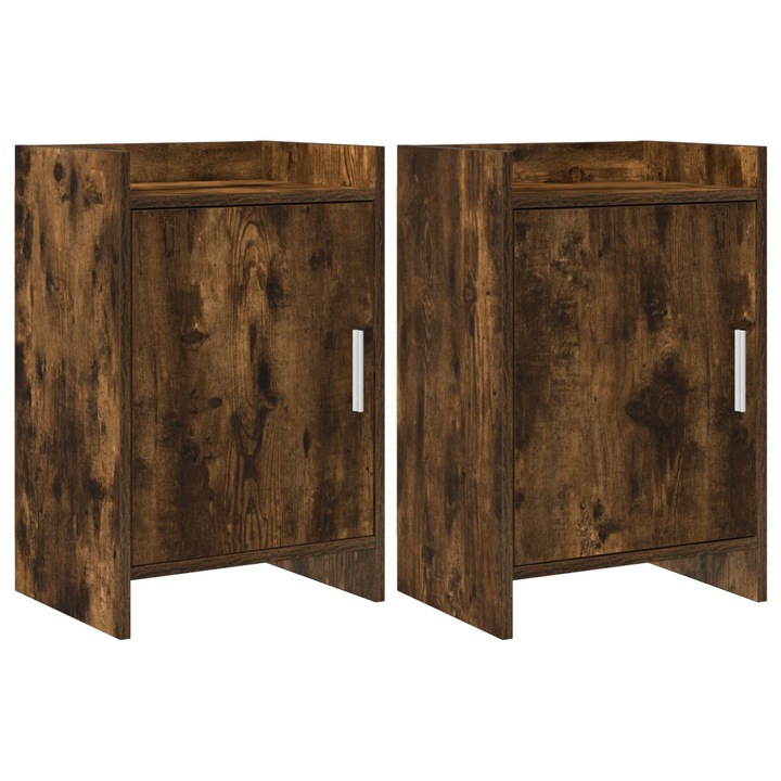 Mese de noptiera 2 pcs, vidaXL, Stejar fumuriu 40 x 30 x 60 cm