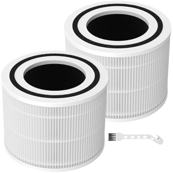 Filtru aer HEPA si carbon activ, set 2 bucati, 3-in-1, pentru purificator aer, alb