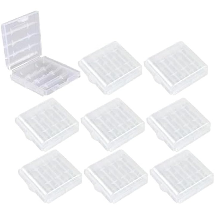 Set 9 cutii depozitare baterii AA AAA, plastic transparent, 65x54x16mm