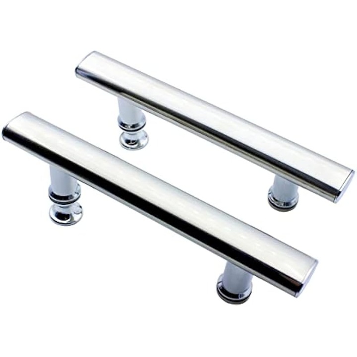 Set 2 manere usa dus patrate, inox si plastic, 210x80x19mm, centru gauri 145mm