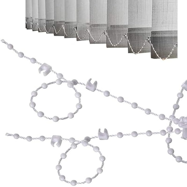 Set lant plastic pentru jaluzele, 20m, alb, 200 clipsuri