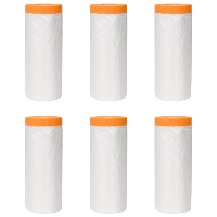 Калъф за прах с лепилна лента 6 pcs, vidaXL, Прозрачен 240 x 2000 см