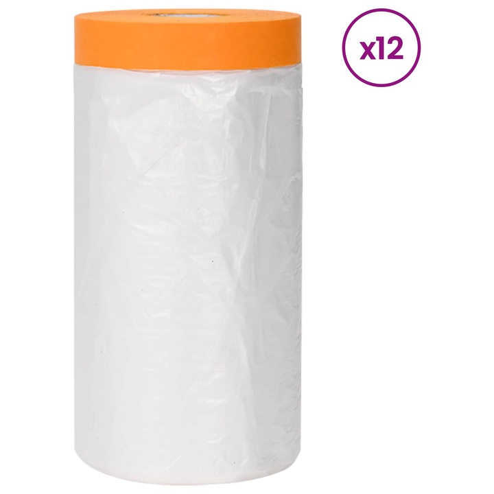 Калъф за прах с лепилна лента 12 pcs, vidaXL, Прозрачен 110 x 3300 см