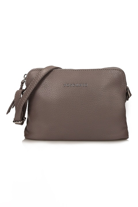 TOSCANIO, Geanta crossbody din piele cu buzunar exterior, Gri maur