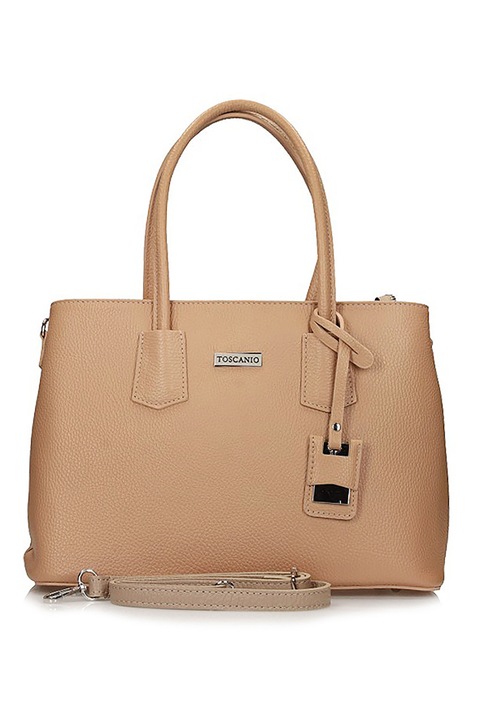 TOSCANIO, Geanta bowler din piele, Maro camel