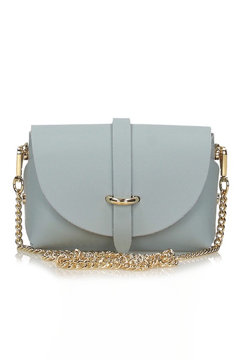 TOSCANIO, Geanta crossbody din piele cu bareta detasabila din lant, Albastru pastel