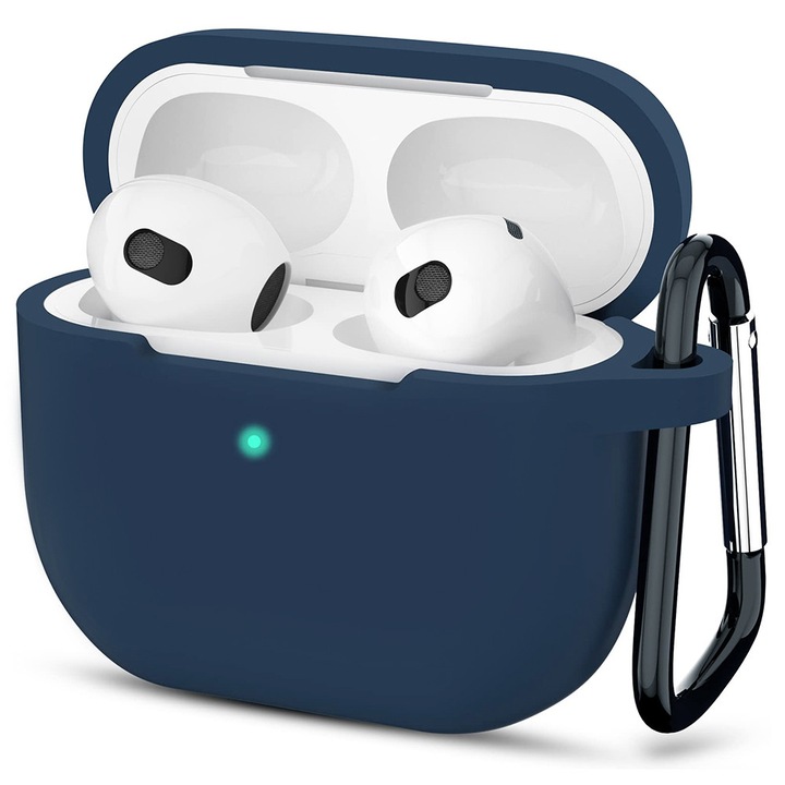 Силиконов калъф, TIM, за AirPods 3, тънък материал, тъмносин