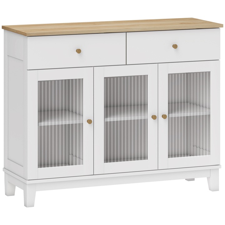 Tálalószekrény, HOMCOM, MDF, 100 x 35 x 80.3 cm, Fehér