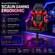 Scaun Gaming Ergonomic KD Home® ShadowStrike GX1, 2 Seturi Roti Incluse, din Piele Ecologica, Suport Lombar, Perna Tetiera, Spatar Rabatabil 165°, Pana la 140 kg, Mecanism Tilt, Rosu