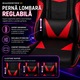 Scaun Gaming Ergonomic KD Home® ShadowStrike GX1, 2 Seturi Roti Incluse, din Piele Ecologica, Suport Lombar, Perna Tetiera, Spatar Rabatabil 165°, Pana la 140 kg, Mecanism Tilt, Rosu
