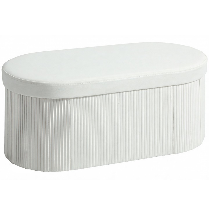 Tároló puff, HOMCOM, Bársony, 76 x 38 x 35 cm, Krém