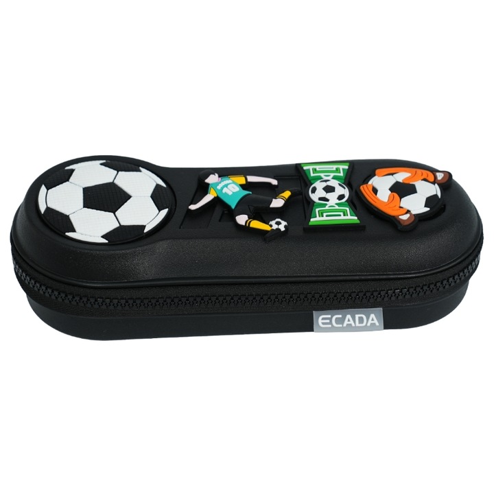 Penar etui Ecada cu 1 fermoar - Motiv football cu elemente 3D, 78508