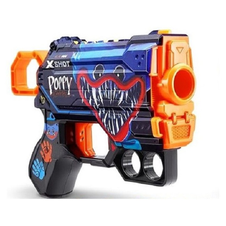 Играчка пистолет X-Shot Skins Menace, Poppy Playtime, Jumpscare, 8 стрели, S1, Zuru