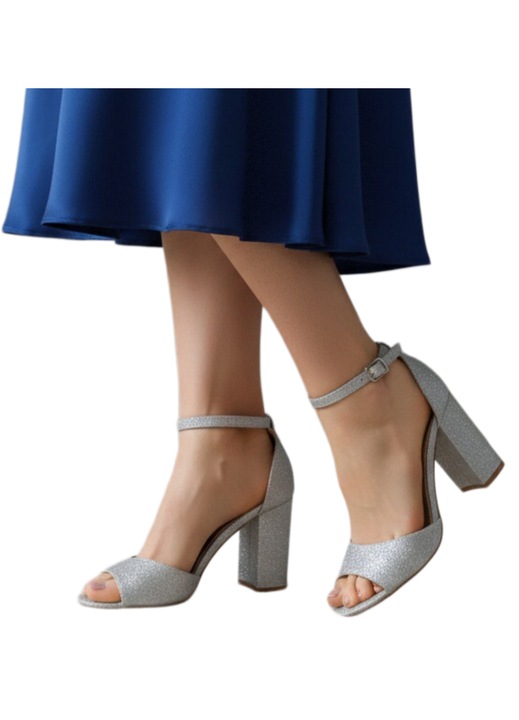 Sandale elegante cu toc 920-76argintiu 126722, Argintiu